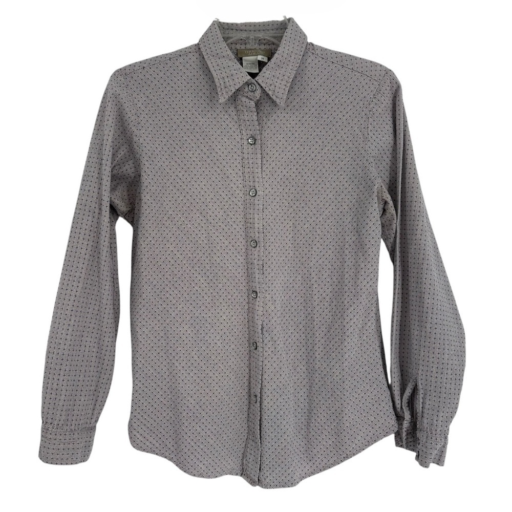 The Territory Ahead Button Shirt Womens Size M Purple Diamond Print Long Sleeve